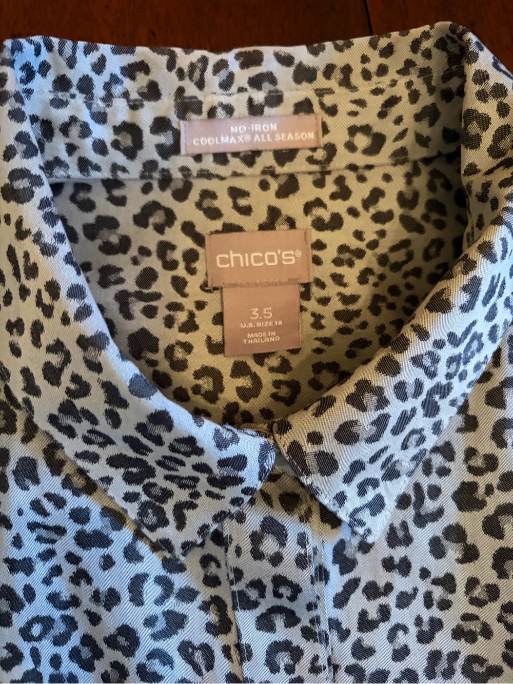 Chico's “Snow Leopard” Print Button-Down No Iron Shirt